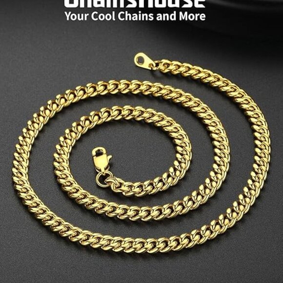 Miami Cuban Link Chain Necklace for Men Stainless Gold-6mm Plated Hip Hop - Picture 3 of 6